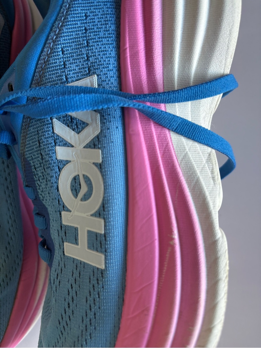 Hoka Blue Pink White Women's Athletic Running Shoes - Picture 2 of 10